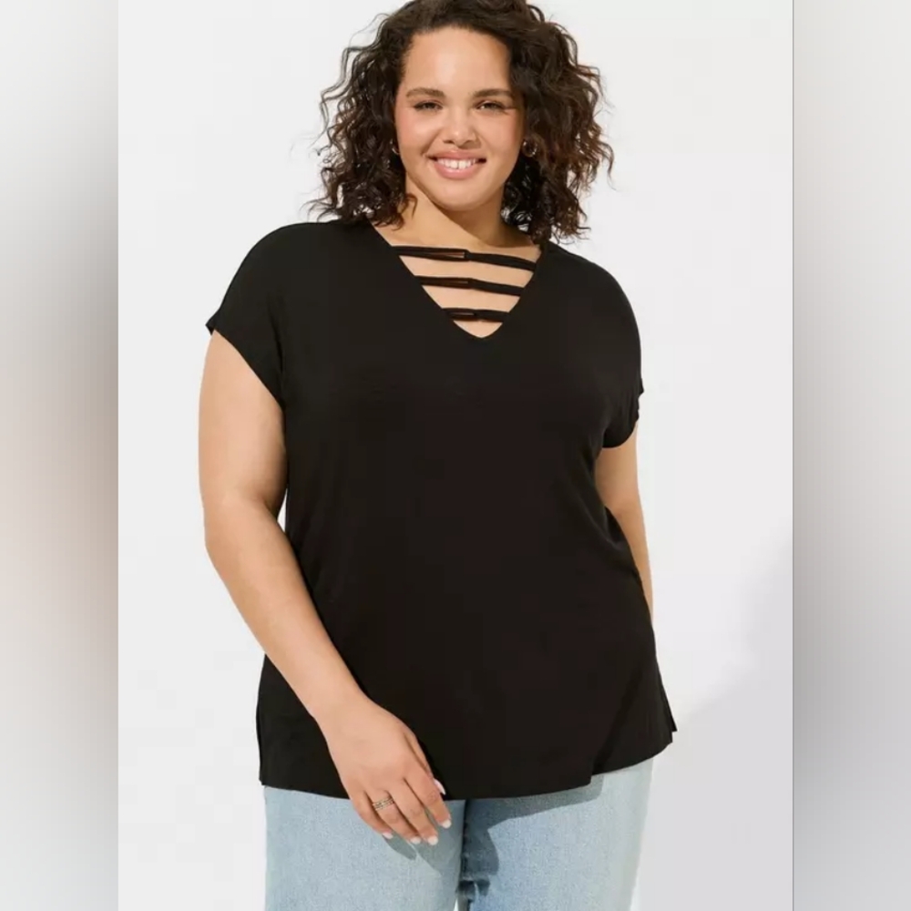 Torrid Super Soft Slub V-Neck Twist Dolman Tee, 3x